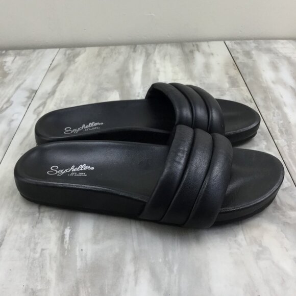 Seychelles black Leather Sandals 7 - Picture 6 of 10